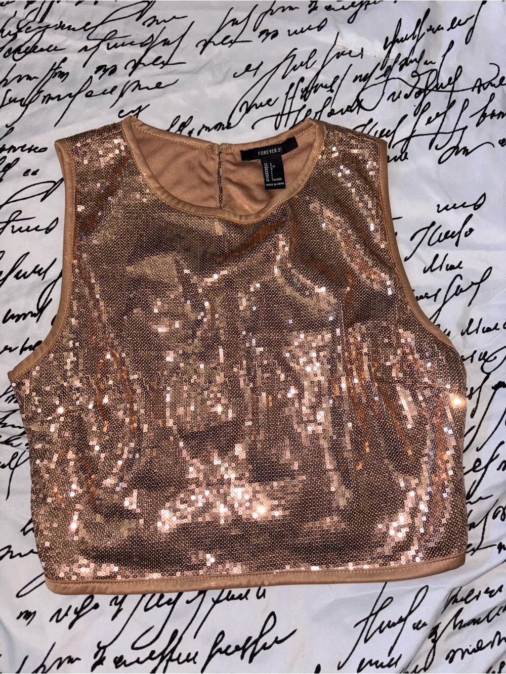 Forever 21 Rose Gold Sequin Crop Top